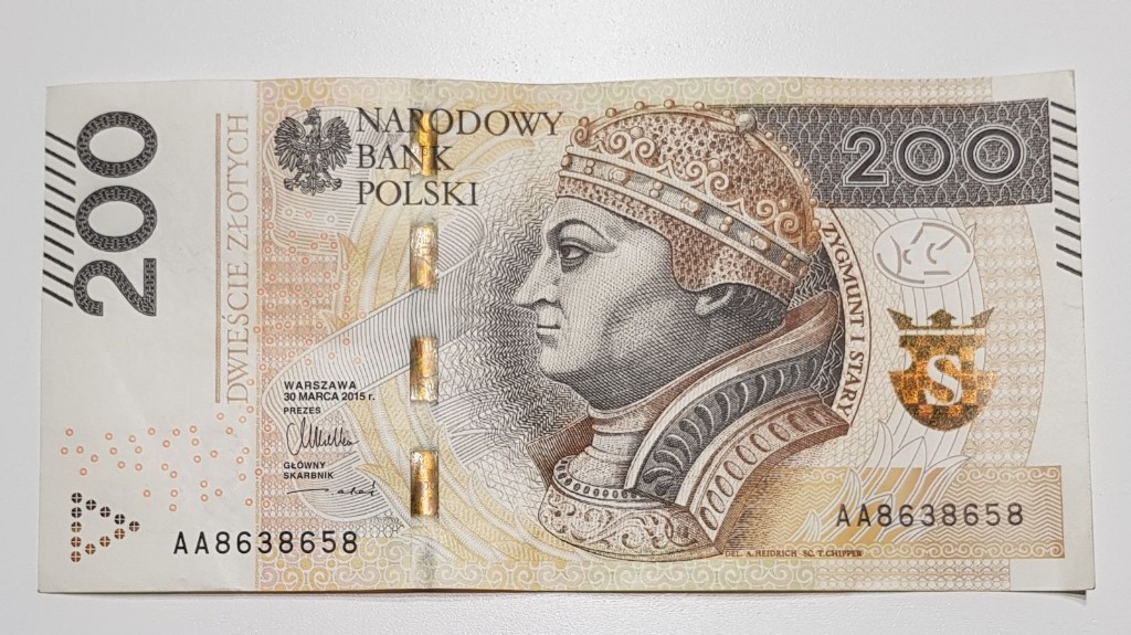 Banknot 200 zł seria AA