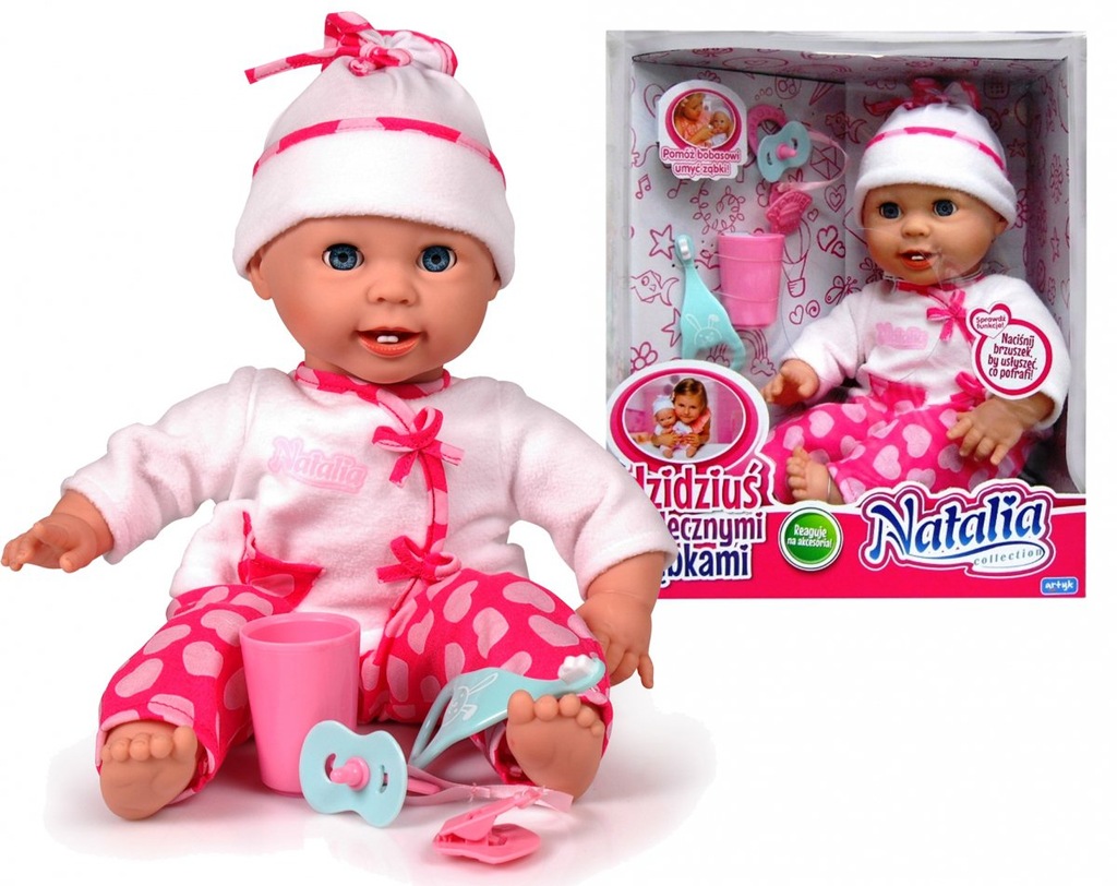 Lalka BOBAS z Mlecznymi Zębami AKCESORIA Natalia