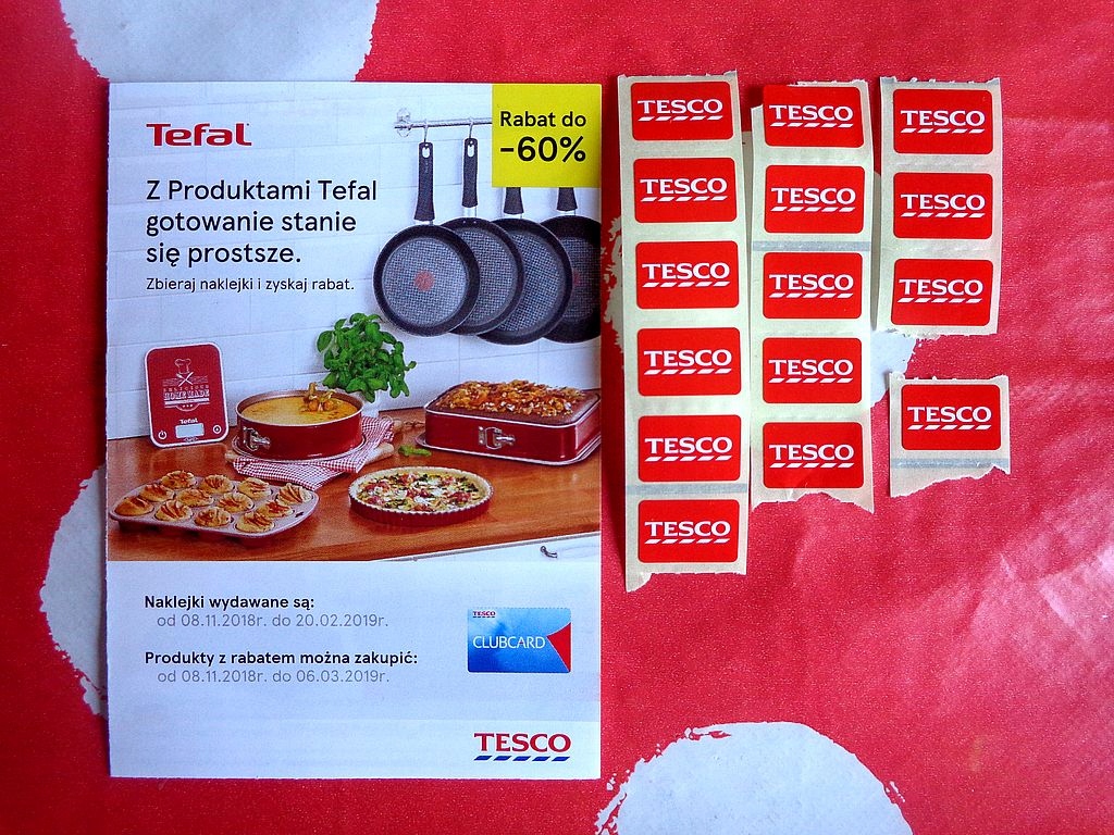 Tefal Tesco naklejki znaczki album komplet 15 szt