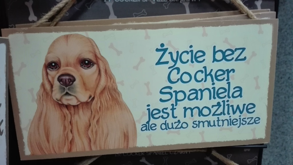 Drewniana tabliczka życie bez Cocker Spaniel