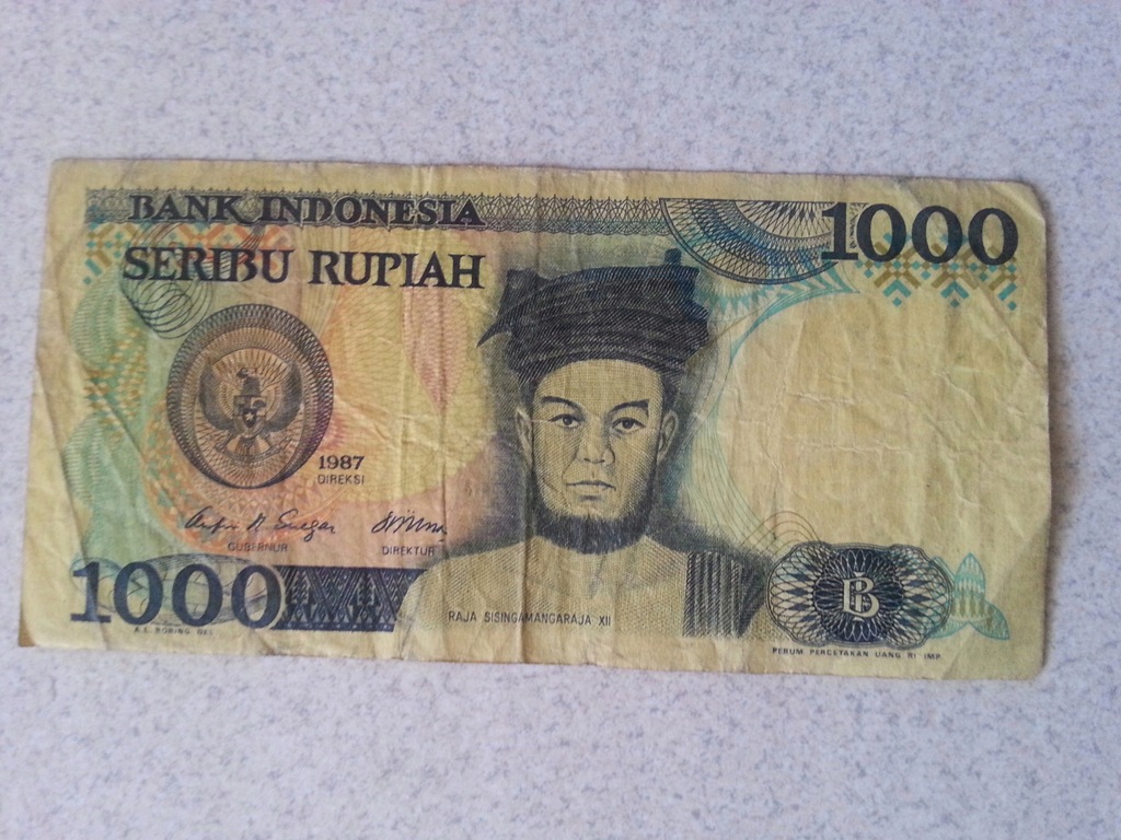 Banknot 1000 rupiach Indonezja 1987 rok.