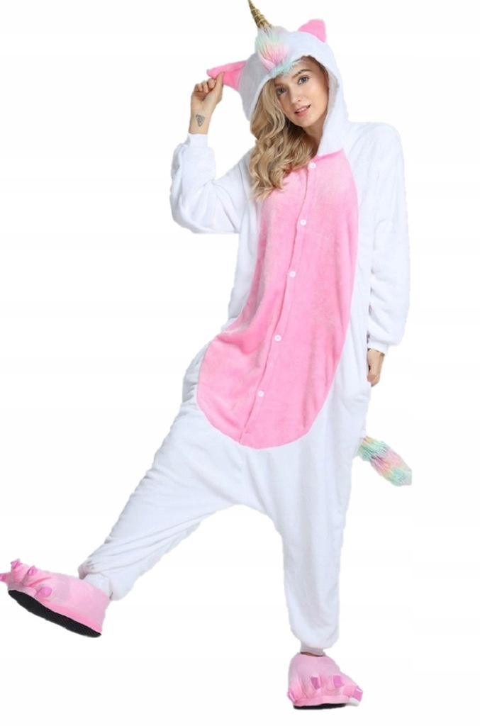 PIŻAMA KIGURUMI JEDNOROŻEC ZŁOTY RÓG ONESIE 150 CM