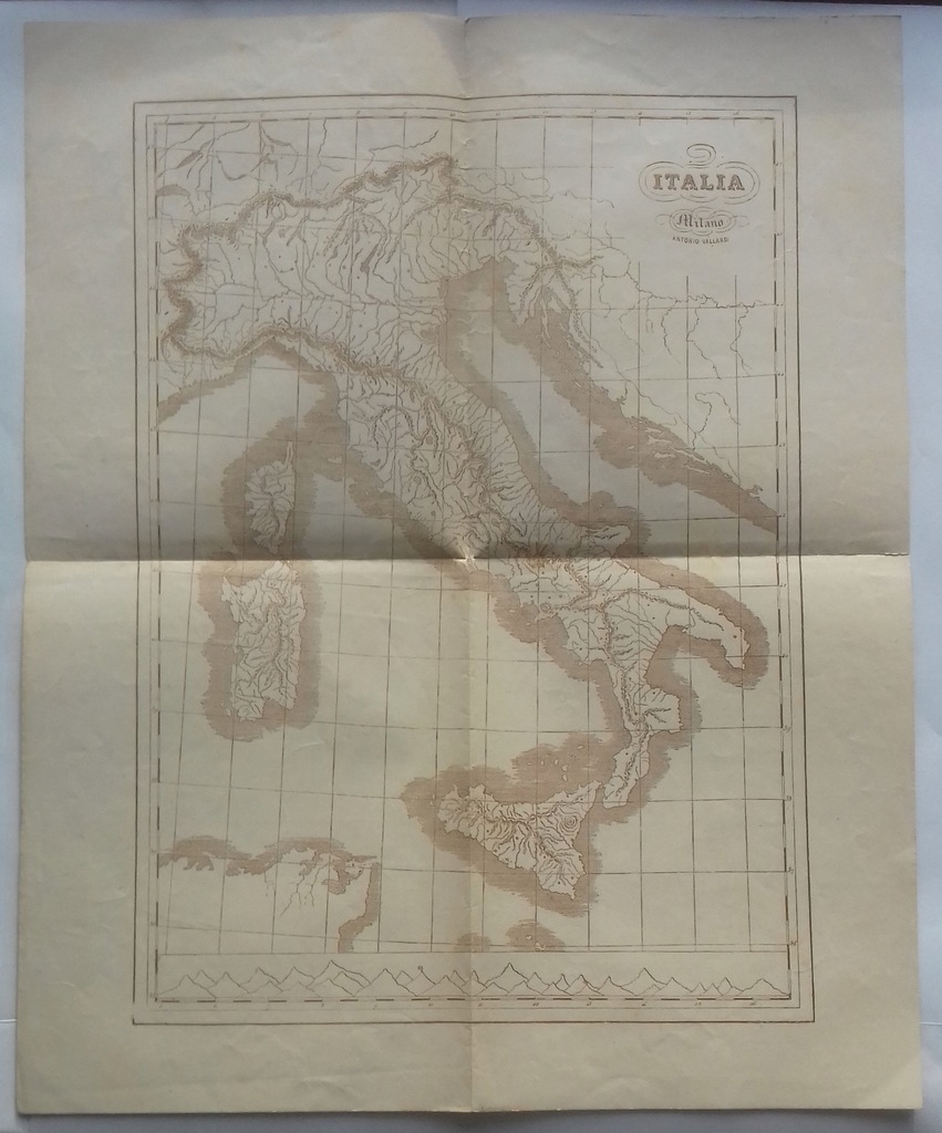 XIX Mapa ćwiczebna Italia Włochy Antonio Vallardi