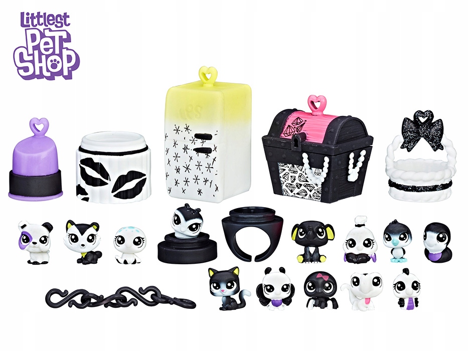 LITTLEST PET SHOP Black White 13 Zwierzaków C2894