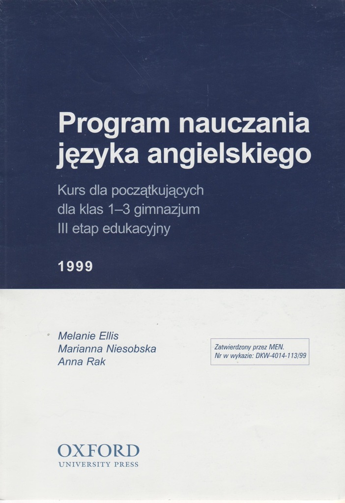 Program Zajęć Rozwijających Z Języka Angielskiego Dla Klasy 4 Oxford PROGRAM NAUCZANIA JĘZYKA ANGIELSKIEGO 1-3 - 7147690564