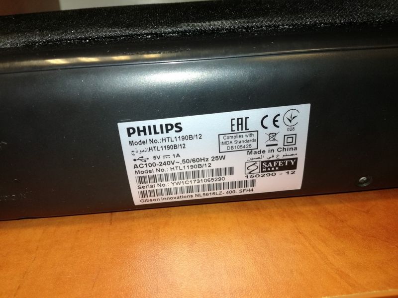 SOUNDBAR PHILIPS HTL1190B/12 USB BLUETOOTH