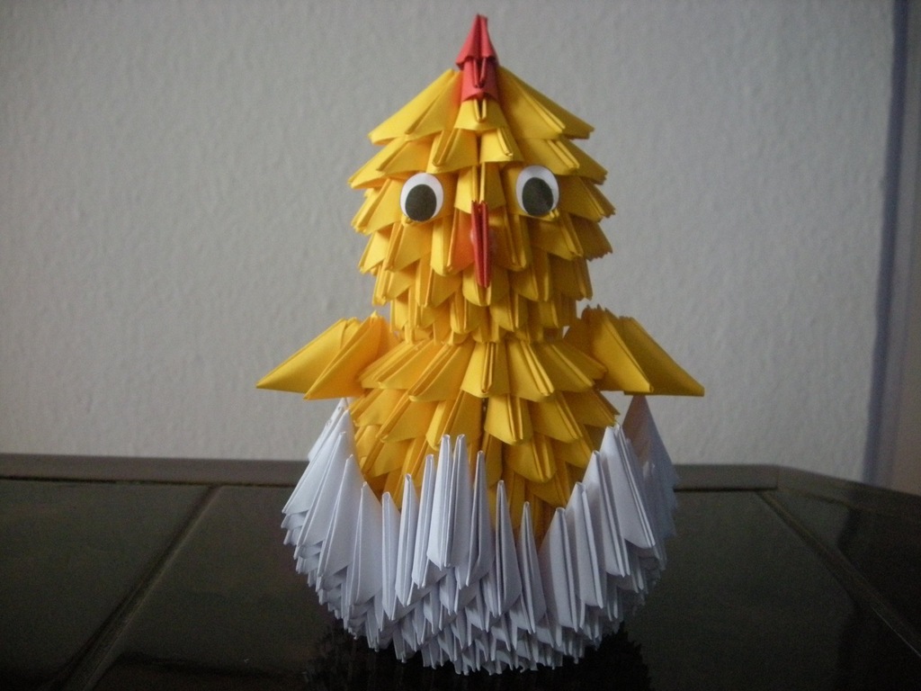 Kurczak w skorupce origami 3D, ozdoba, prezent
