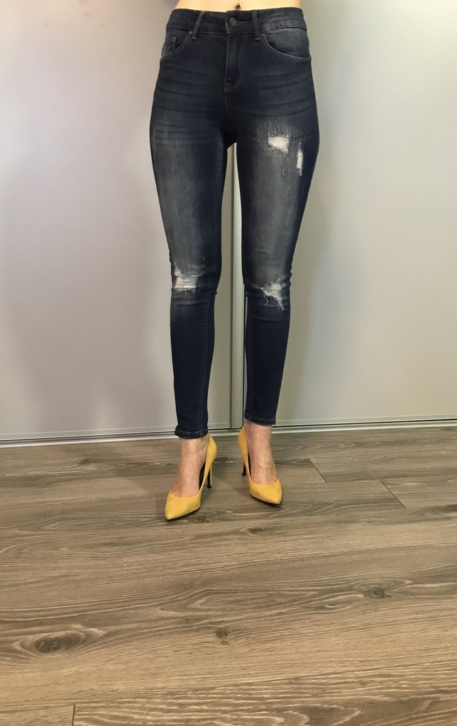 Spodnie jeans skiny  dziury zipp Reserved xs