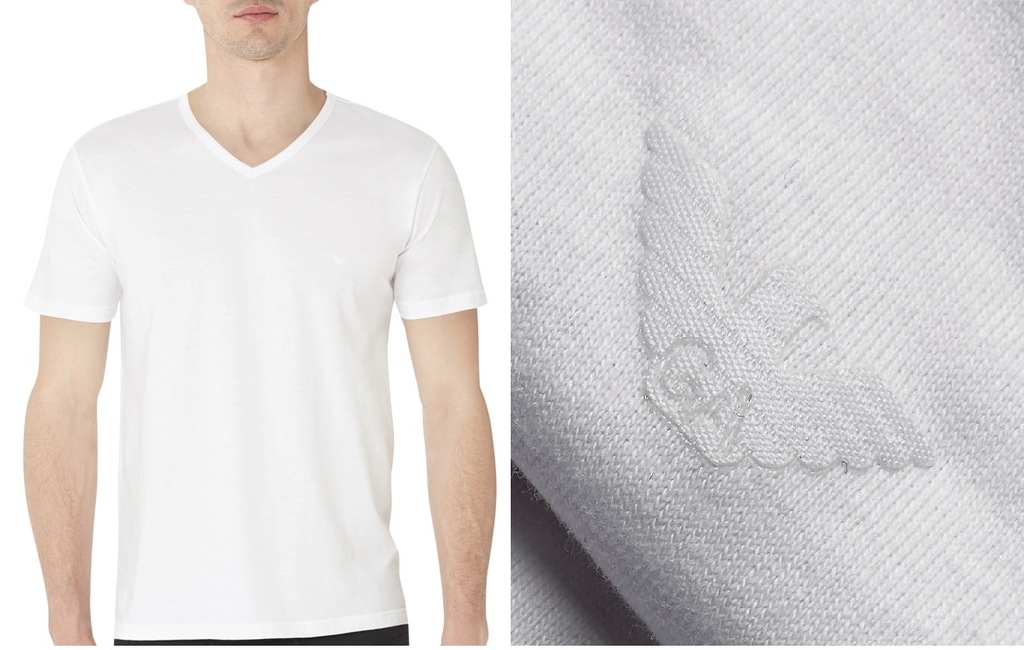 EMPORIO ARMANI r. L REGULAR LOGO NA PIERSI V-NECK