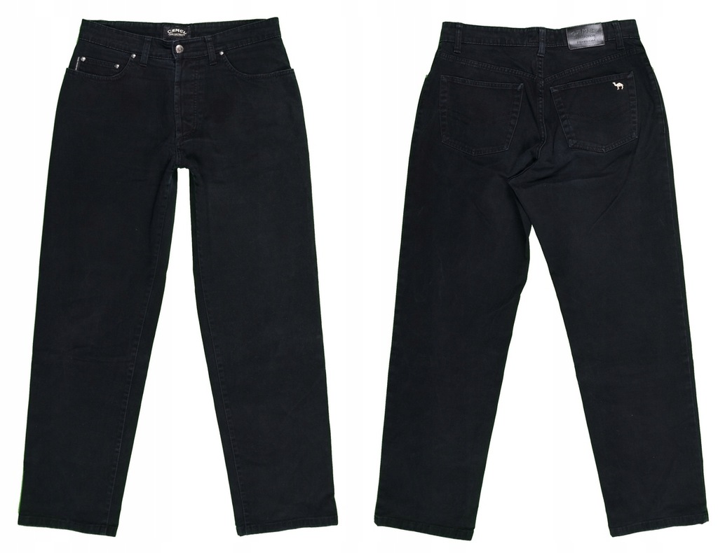 CAMEL proste czarne jeansy męskie strecz W33 L32