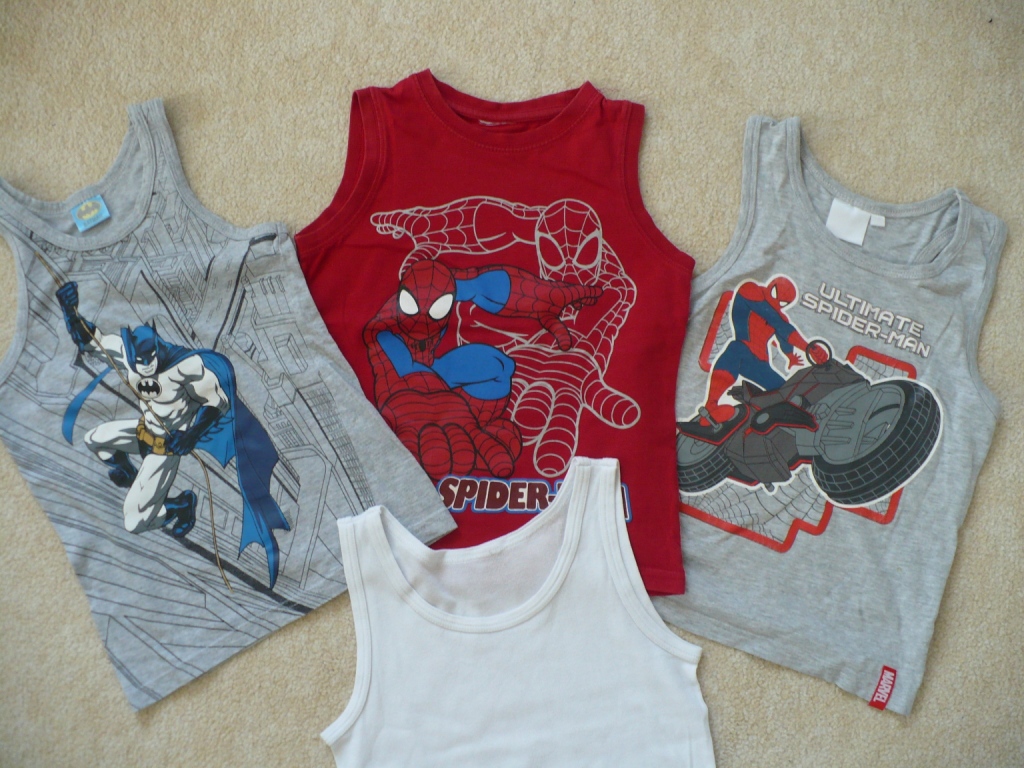 Koszulki bez rękawków_Spiderman+Batman_4-6 lat