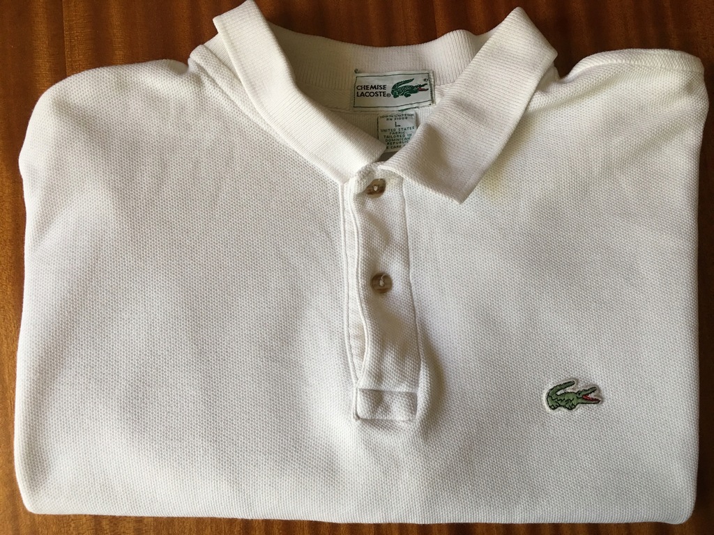 Białe polo Lacoste L/XL oldschool lata 80 te