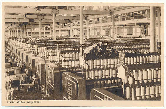 Łódź Fabryka włókiennicza widok przędzalni do 1939