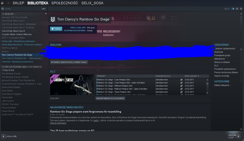 Sprzedam konto z grą Tom Clancys Rainbow Six Siege