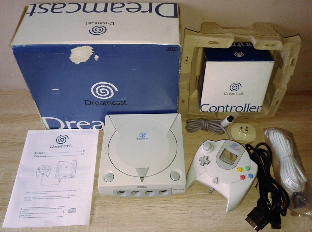 Sega Dreamcast Komplet Box Pad Kabel Scart