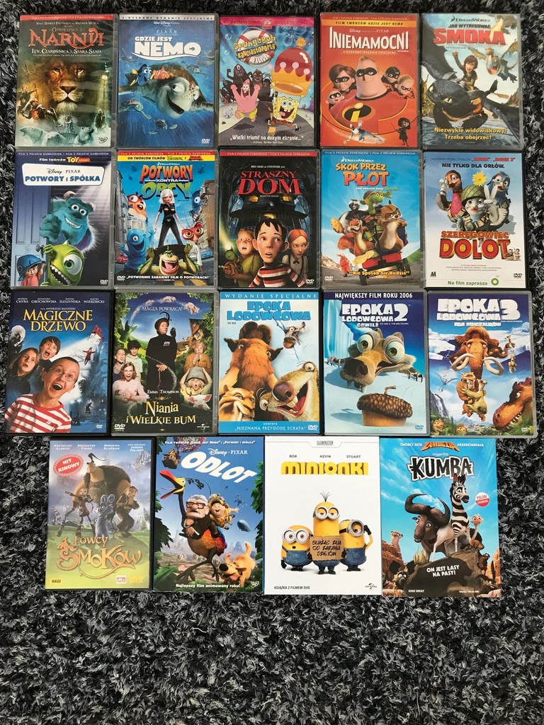 filmy dla dzieci DVD 19 sztuk bdb stan