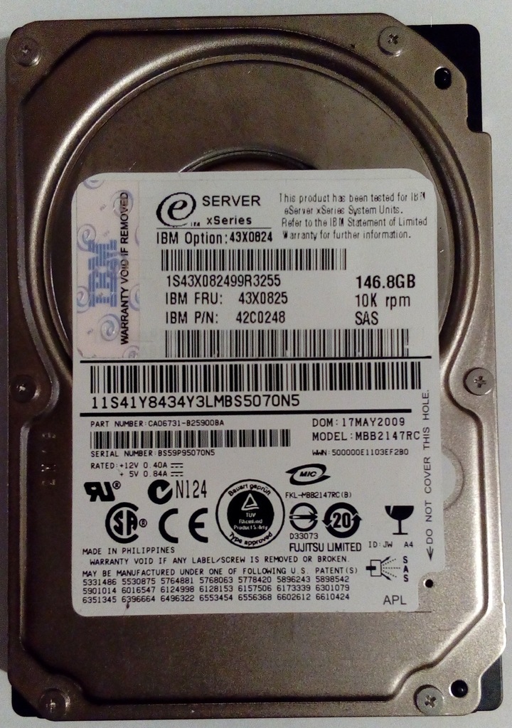 Dysk Twardy SAS 146GB 10K 2,5" IBM43X0825