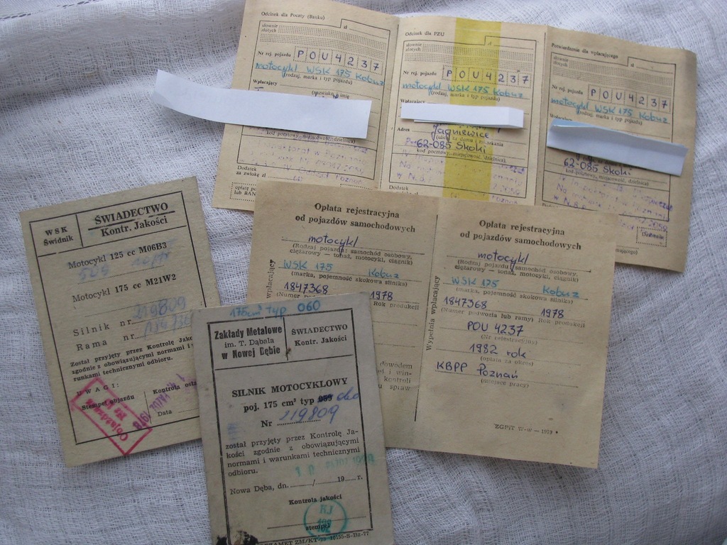 MOT WSK 175-KONTR JAKOŚCI-SILNIK ,RAMA REJESTRACJA