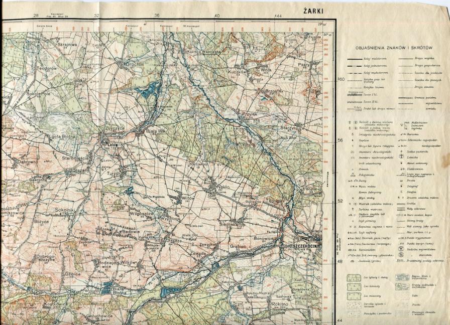 ŻARKI  MYSZKÓW SZCZEKOCINY  ::  mapa wojskowa 1934