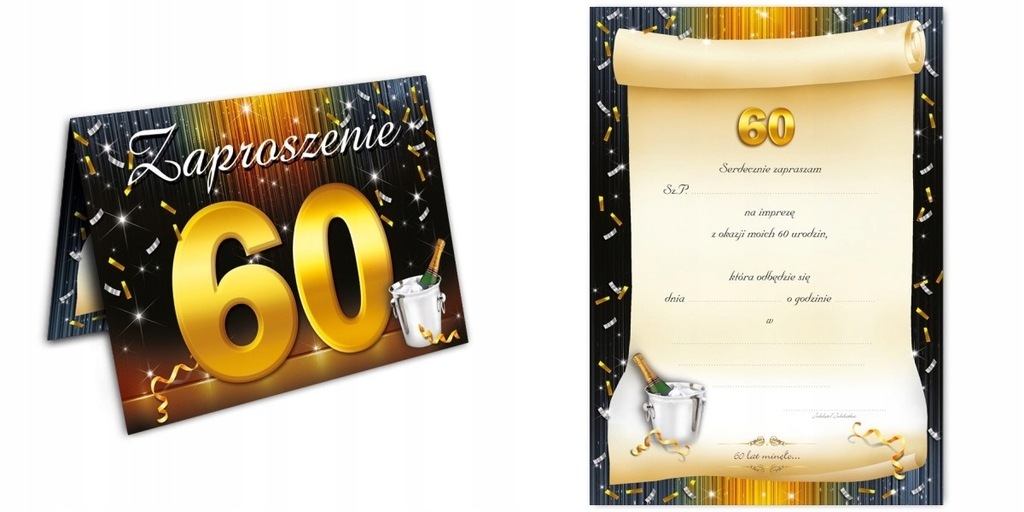Zaproszenia na 60 urodziny złote urodzinowe gratis