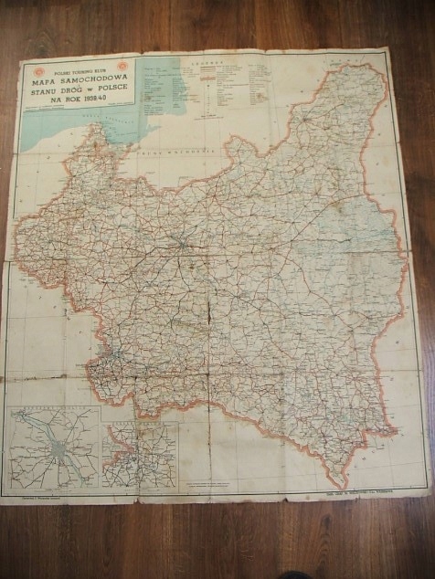 Mapa samochodowa i stanu dróg w Polsce - 1939/40
