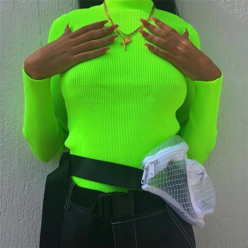 ZARA * GOLF NEON JASKRAWY SWETER Z GOLFEM L 7716613687 oficjalne