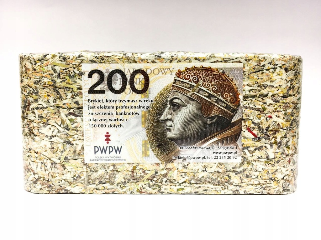 Brykiet Banknotów – 150.000 zł (200 PLN) PREZENT