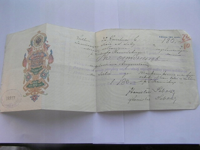 ZABÓR ROSJA WEKSEL na 180 Rubli LUBLIN 1906
