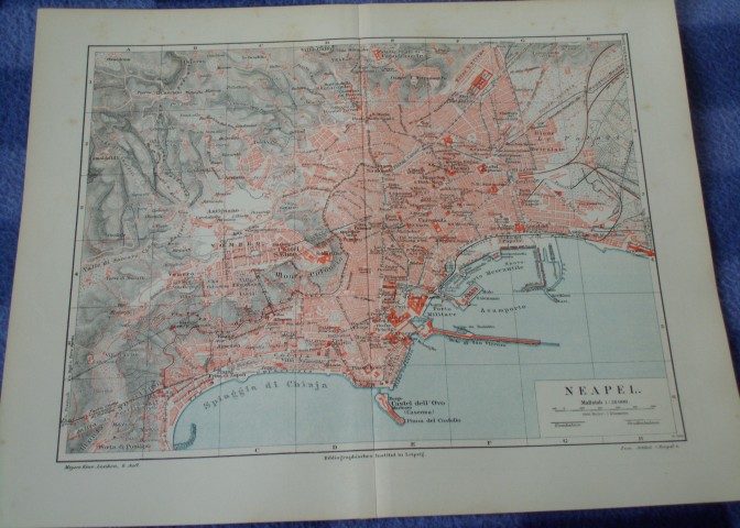 NEAPOL   oryginalny XIX w.  plan miasta 