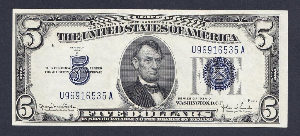 5 dolarów 1934 UNC