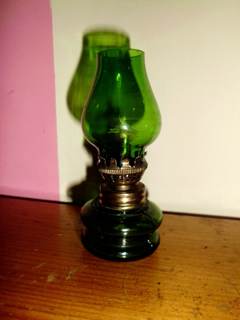 mini lampa naftowa zielona stara nowa