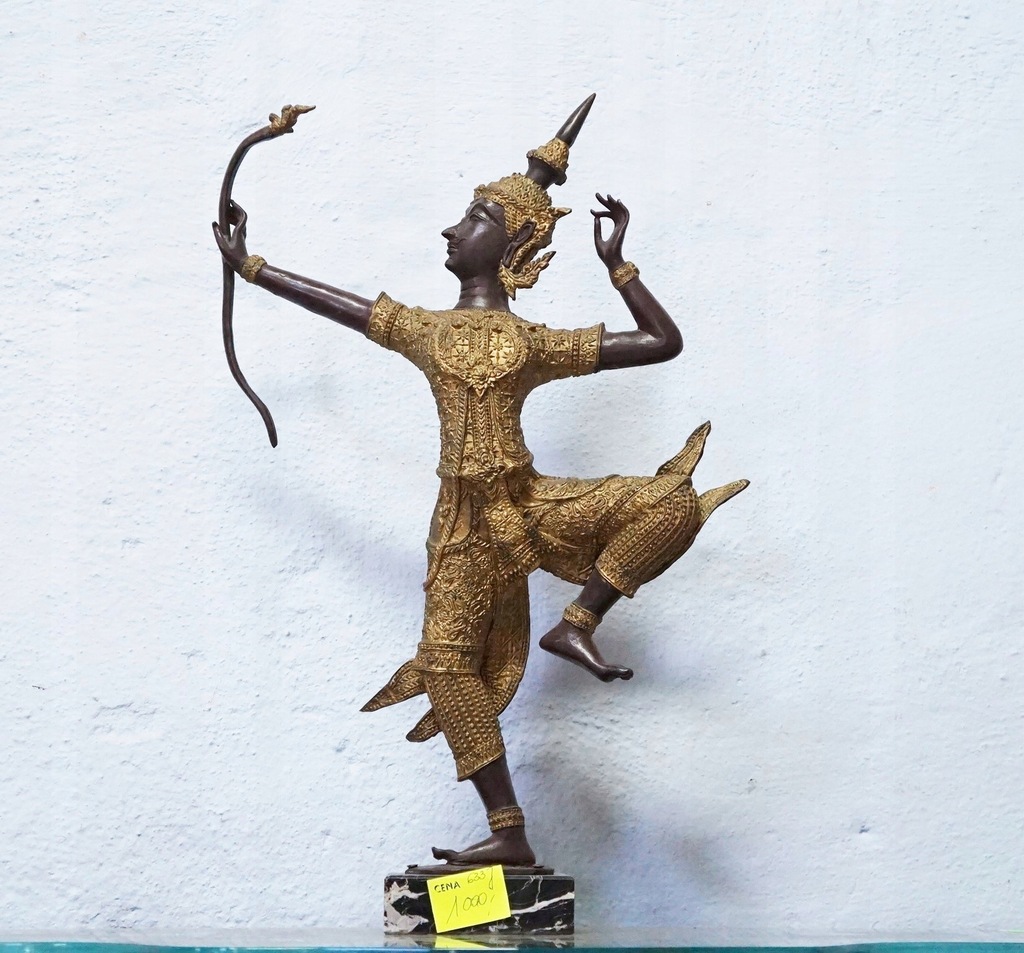 H-P FIGURA BUDDA-BRĄZ NA PODSTAWIE MARMUROWEJ 633J