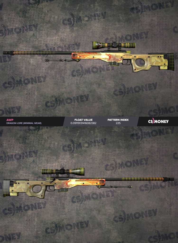 CS:GO Awp Dragon Lore Lekkie Zużycie / MW.