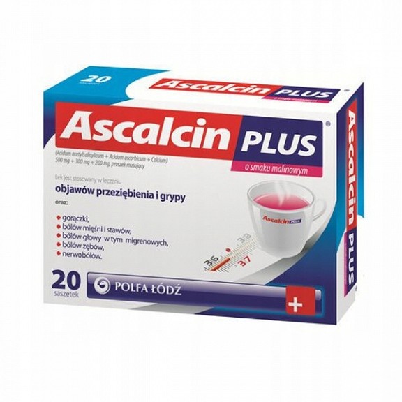 Ascalcin Plus Proszek o sm.malinowym20sasze