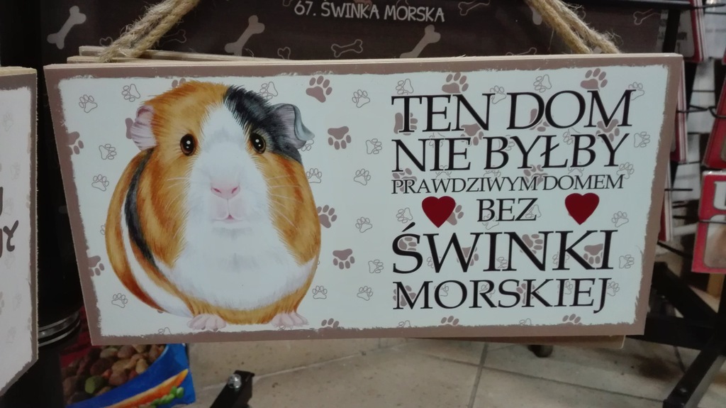 Drewniana tabliczka ten dom świnka morska świnki