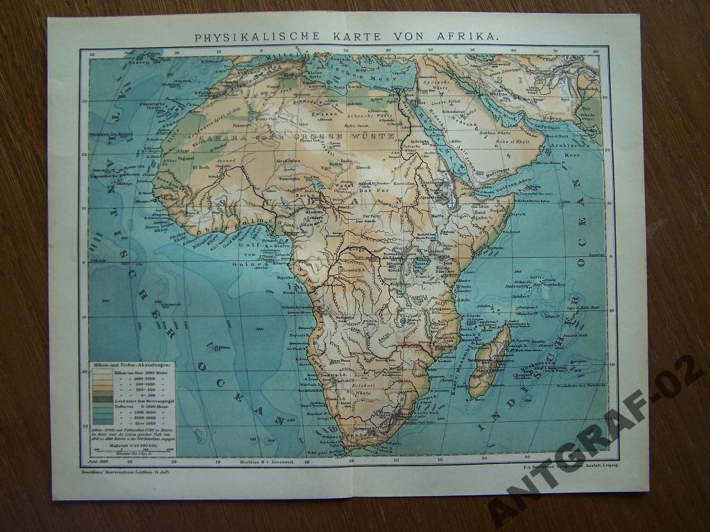 Afryka Stara Mapa Fizyczna 1899 R 6147672237 Oficjalne Archiwum 7771