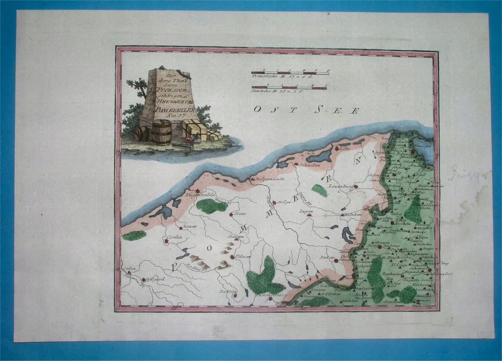 1789 MAPA PRUSY KASZUBY Puck Wejherowo Kartuzy