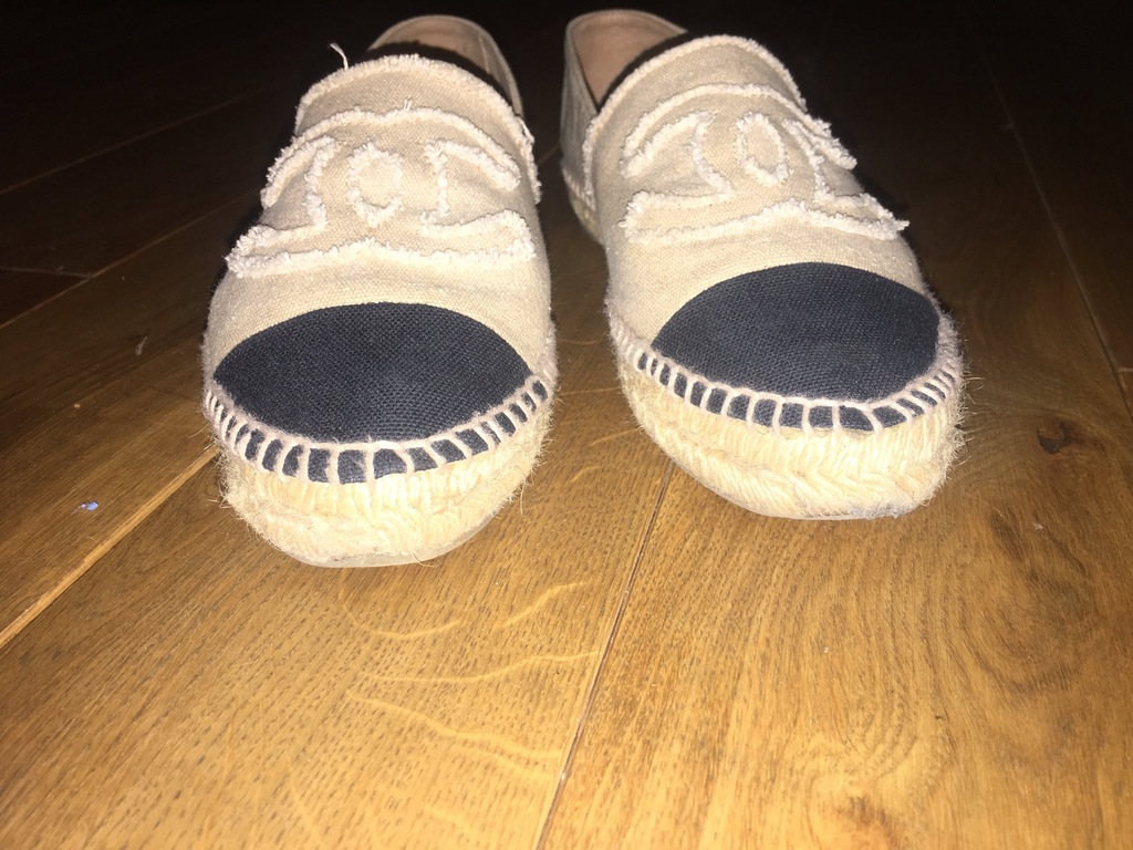 chanel espadryle buty sportowe jasny beż płócienne