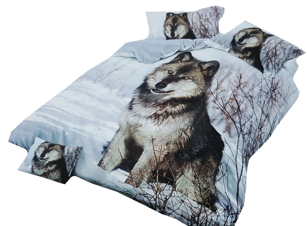 POŚCIEL 3D WILK PIES HUSKY ZIMA ŚNIEG 160x200 4CZ