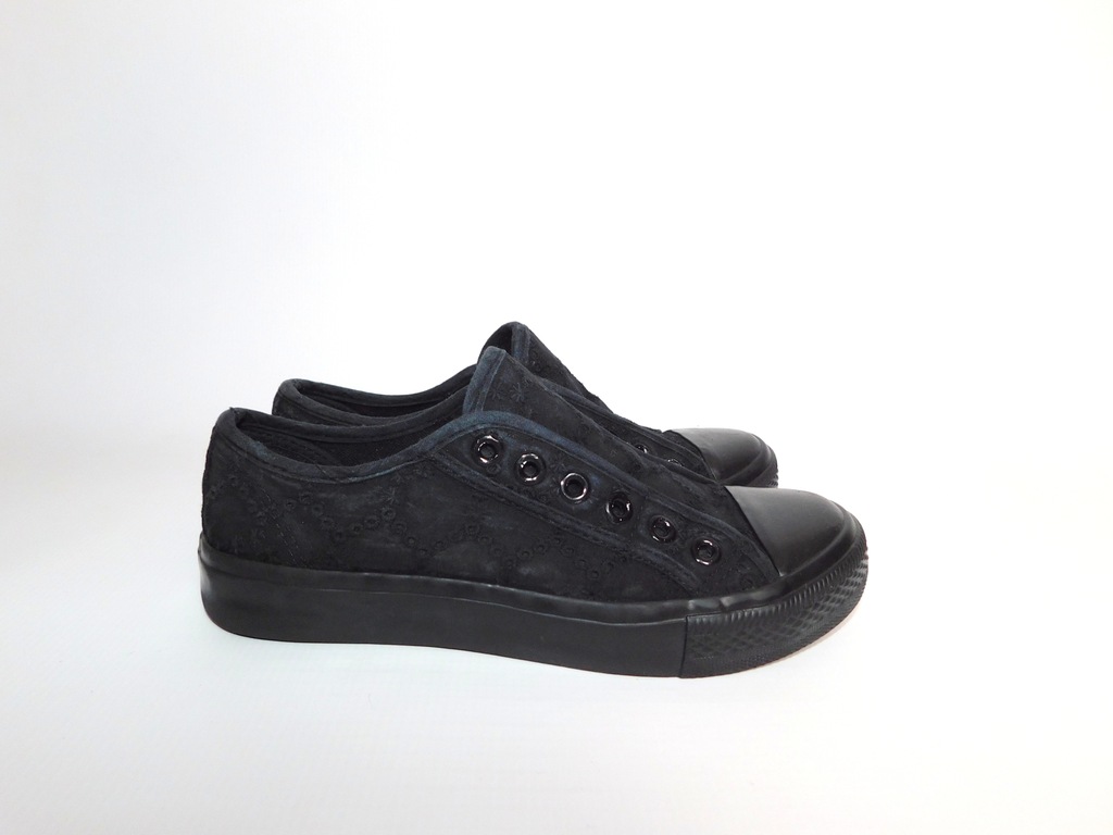CZARNE TRAMPKI BEZ SZNURÓWEK NEW LOOK 3 36