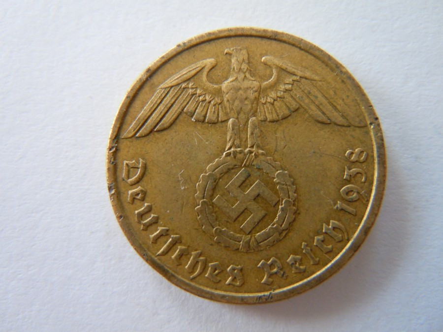 10 FENIGÓW 1938r.A Z SWASTYKĄ st. III+ !!