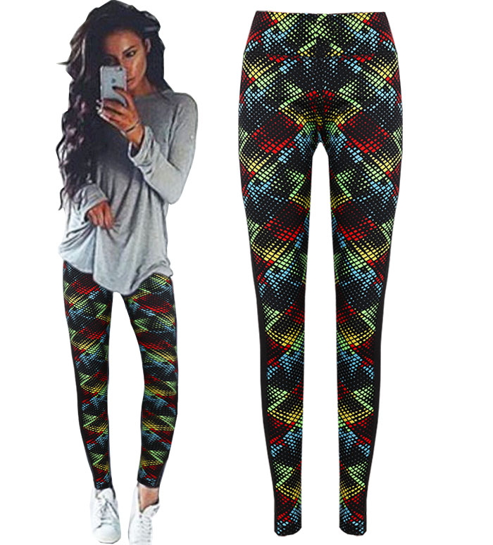 WYSZCZUPLAJĄCE LEGGINSY KOLOROWE WZÓR ZUMBA P441