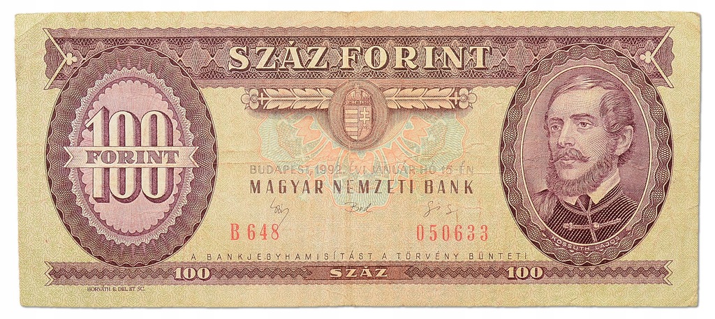 30.Węgry, 100 Forintów 1992, P.174.a, St.3+