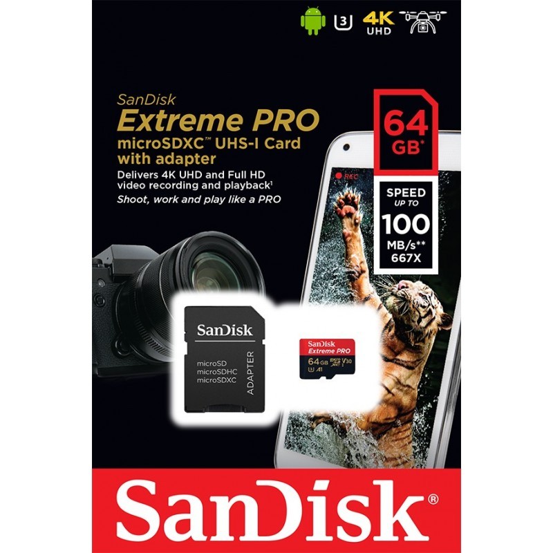 Extreme Pro microSDXC 64GB 100/90 MB/s A1 U3