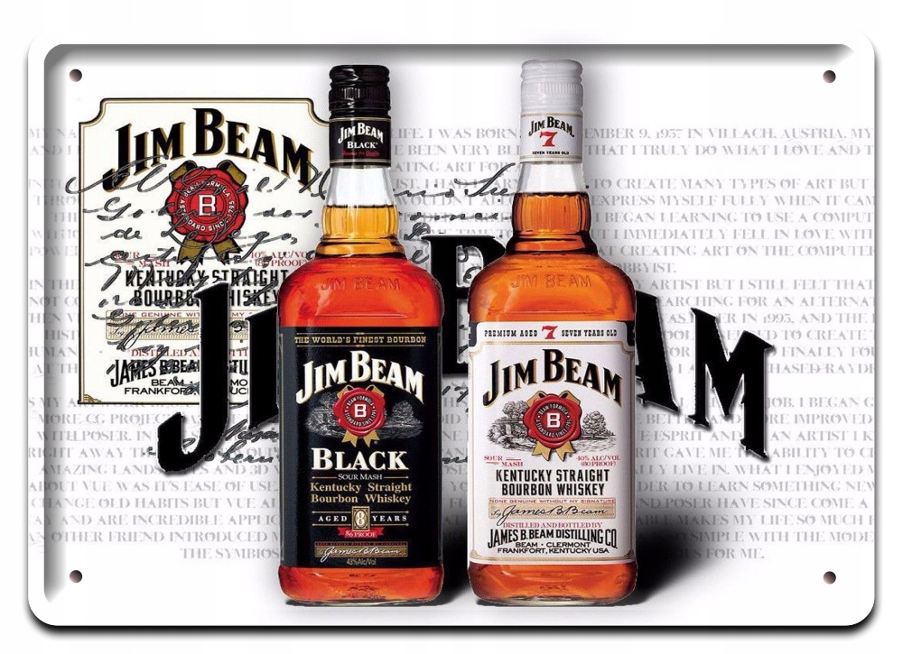 JIM BEAM WHISKEY METALOWY SZYLD 40x30cm #07967
