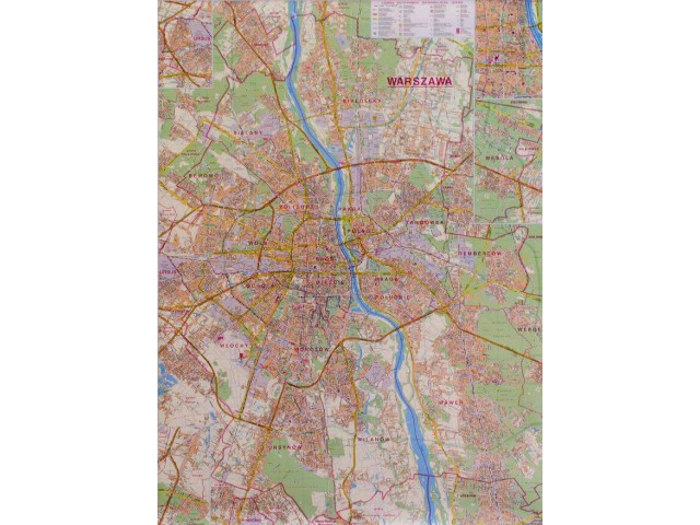 Warszawa mapa ścienna administracyjna do wpinania