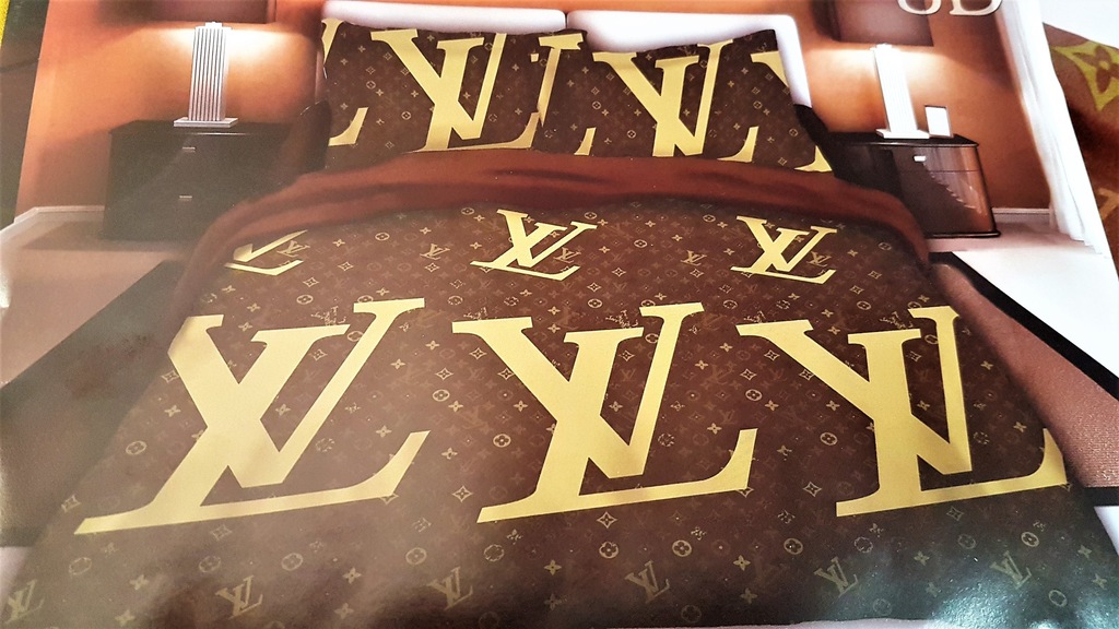 Pościel 220x240 LV Brąz -Złoty 4 czę+Versace 1ml p