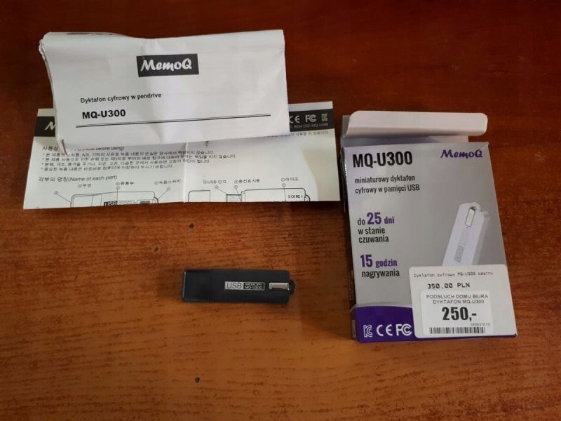PODSŁUCH DOMU BIURA DYKTAFON MQ-U300 PENDRIVE