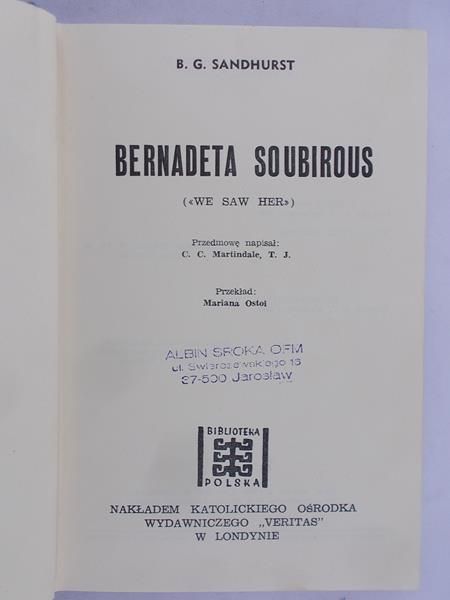 Sandhurst B. G. - Bernadeta Soubirous - 6826226385 - Oficjalne Archiwum ...