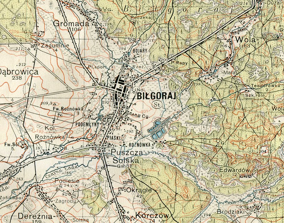 BIŁGORAJ : JANÓW LUBELSKI  ::  mapa wojskowa 1938